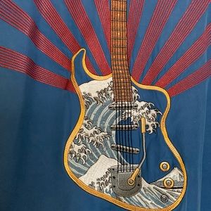Tori Richard Guitar Graphic Silk Shirt (Rare)